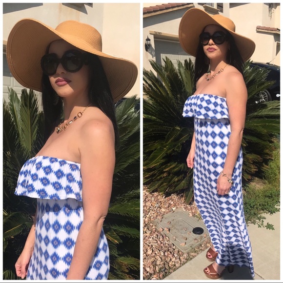 Last 1❗️Give me Sun Blue print Boho Maxi Dress - Picture 2 of 8